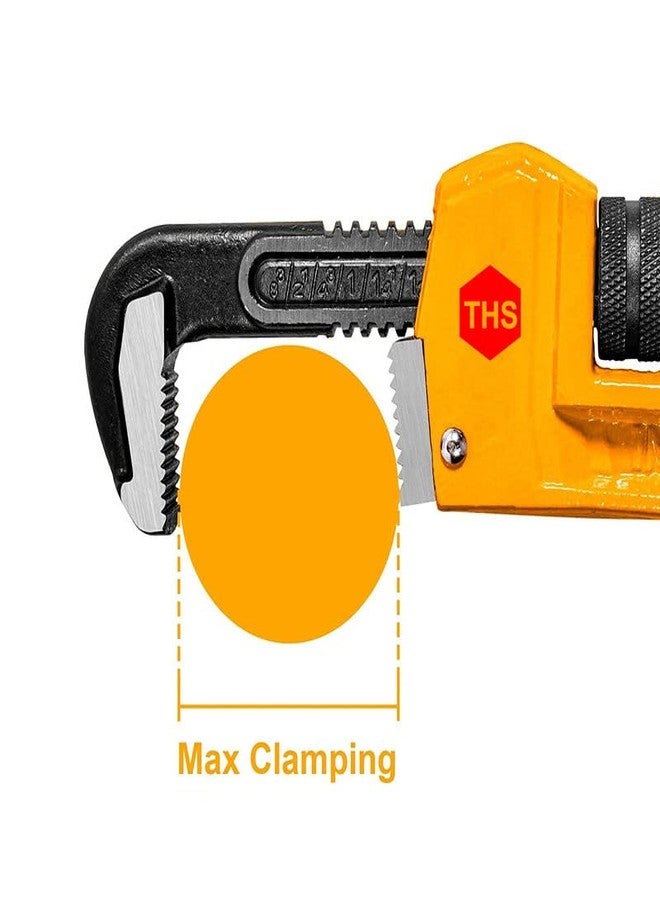 THS 8" 200mm Heavy Duty Straight Pipe Wrench, Adjustable Aluminum Plumber Wrench with Floating Hook Jaw and I-Beam Handle, - Image 2